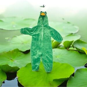 Walmart Costume Size 12-18 Months Green Frog Hooded unisex ADORABLE Embroidered